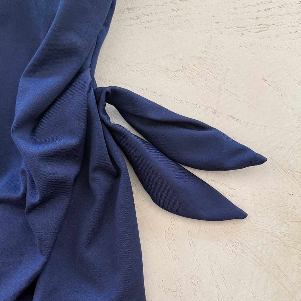 Navy One-Piece Swimsuit with Side Tie - Picture 4 of 11